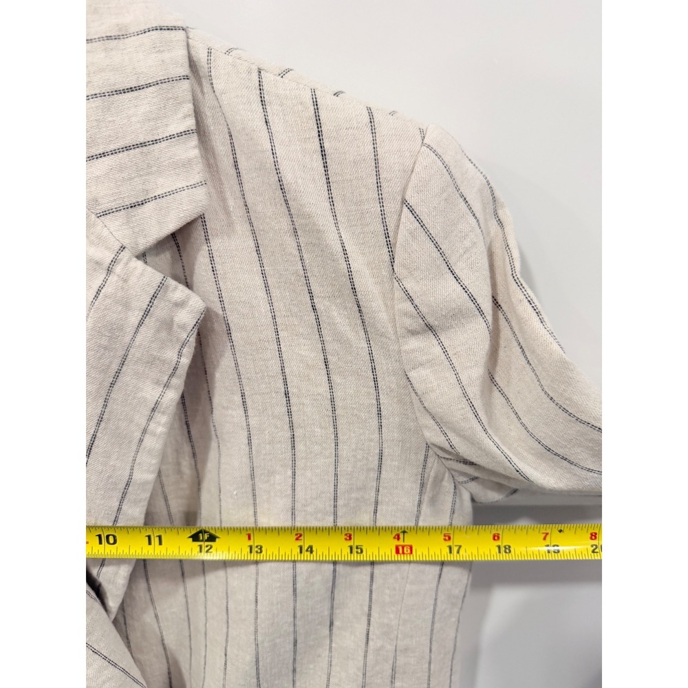 Banana Republic Pinstripe Linen Blend Double Breasted Blazer Cream Beige 4 - Picture 10 of 12